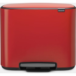 Bo Pedal Bin, with 2 Inner Buckets, 11 + 23 litres - Passion Red