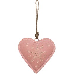 Clayre & Eef Hanger Hart 14x4x14 cm Roze Ijzer Woondecoratie