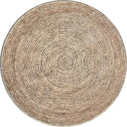 Vercai Rugs Brady Collectie - Hoogpolig Rond Vloerkleed - Zacht Tapijt voor Woonkamer - Polyester - Beige - 90x90 cm
