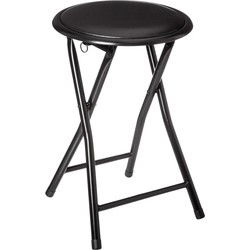5five Bijzet krukje/stoel - Opvouwbaar - zwart/zwart - 46 cm - Krukjes