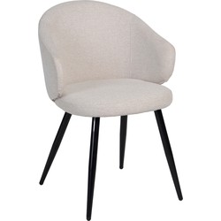 Eetkamerstoel Stof Beige - Zithoogte 47cm - 55x54x79cm - Marit - Set van 2