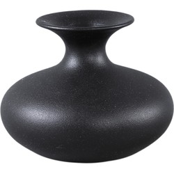 PTMD Lyndsay Black round shaped ceramic pot bulb low