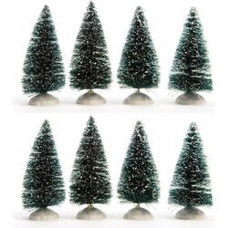 Miniatuur decoratie boompjes 8x - Kerstdorpen