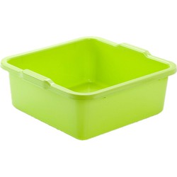 Set van 2x stuks kunststof teiltje/afwasbak vierkant 8 liter groen - Afwasbak
