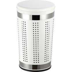 MSV Wasmand Dubai- rvs metaal - witte deksel - 46 liter - 35 x 60 cm - Wasmanden
