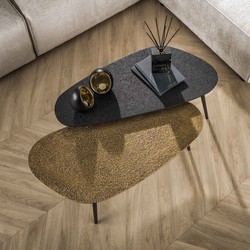 Salontafel Organisch - Grijs Metallic - Set van 2 - 42x84x39cm