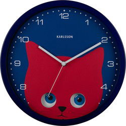 Karlsson - Wandklok Peekaboo Cat - Donkerblauw- Ø30,8cm