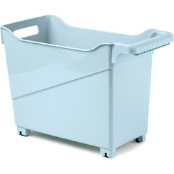 Plasticforte opberg Trolley Container - ijsblauw - op wieltjes - L38 x B18 x H26 cm - kunststof - Opberg trolley