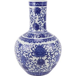 Fine Asianliving Chinese Vaas Porselein  Blauw Wit Lotus D22xH34cm