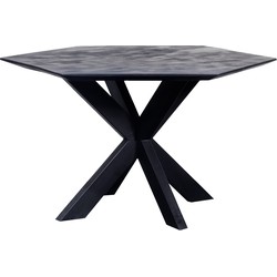 Giga Meubel - Eettafel Zwart  Hexagon - 140x140x78cm - Diamond