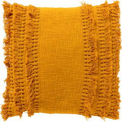 Dutch Decor FARA - Kussenhoes 45x45 cm - 100% katoen - met franjes - Golden Glow - geel - Dutch Decor