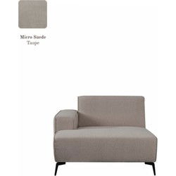 LABEL51 Bank Nero - Taupe - Micro Suede - Longchair Arm Links Voorstaand