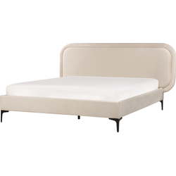 Beliani SUZETTE - Tweepersoonsbed-Beige-Fluweel