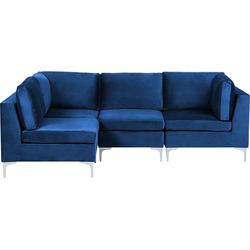 EVJA - Hoekbank 4-zits - Marineblauw - Rechterzijde - Fluweel