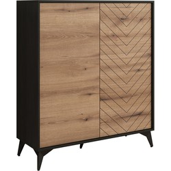 Meubella Dressoir Dolores - Eiken - Zwart - 104 cm - Hoog