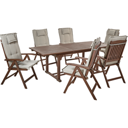 AMANTEA - Tuinset voor 6 - Taupe - Acaciahout