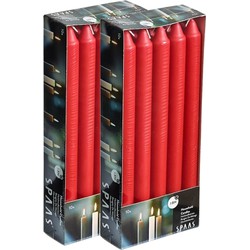 Dinerkaarsen rood - 20x stuks - 24 cm - 8 branduren - Dinerkaarsen