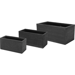 MYRA - Bloempot set van 3 - Zwart - 50/60/80 cm - Klei-vezelmengsel