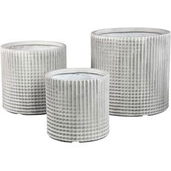 PTMD Bloempot Paizlie - 44x44x43 cm - Magnesium - Wit - Set van 3