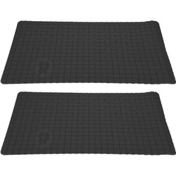 2x stuks anti-slip badmatten zwart 69 x 39 cm rechthoekig - Badmatjes