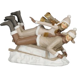 House of Seasons Kerstversiering Couple - 22.5x9x14 cm - Polyresin - Beige