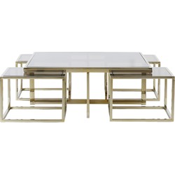 D - Light & Living - Salontafel MACARA - Ø100x40cm - Goud - Set van 5