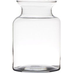 Hakbijl Glass Melkbus bloemenvaas van glas - H20 x D14 cm - boeketten - Vazen