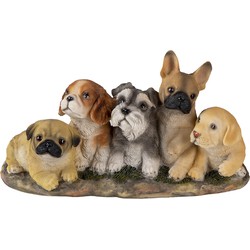 Clayre & Eef Beeld Hond 33x12x17 cm Bruin Beige Polyresin Woonaccessoires