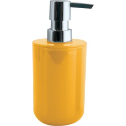 MSV Zeeppompje/dispenser Porto - PS kunststof - saffraan geel/zilver - 7 x 16 cm - 260 ml - Zeeppompjes