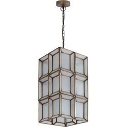 PTMD Layra Hanglamp - 24x24x45 cm - Glas - Wit