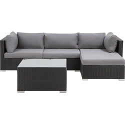 SANO II - Loungeset voor 4 - Zwart - PE rotan