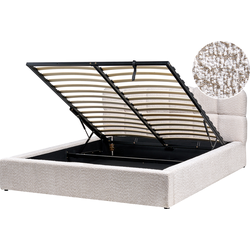 BASTON - Bed met opbergruimte - Lichtbeige - 160 x 200 cm - Bouclé