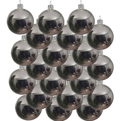 18x Glazen kerstballen glans zilver 8 cm kerstboom versiering/decoratie - Kerstbal
