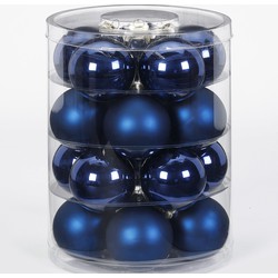 Tubes met 60x donkerblauwe kerstballen van glas 6 cm glans en mat - Kerstbal