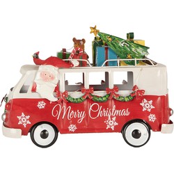 Clayre & Eef Kerstdecoratie met LED-verlichting Bus 31x15x21 cm Rood Metaal