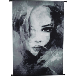 SVJ Vrouwengezicht Wanddecoratie - 105x136 cm - Velvet - Zwart/Wit