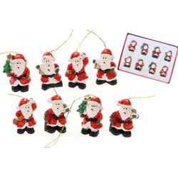 Kersthangers - kerstmannen -8x stuks - kunststof - 3,5 cm - ornamenten - Kersthangers