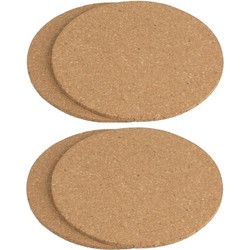 Pannen onderzetters rond - set 4x stuks - van kurk - D18 cm - Panonderzetters