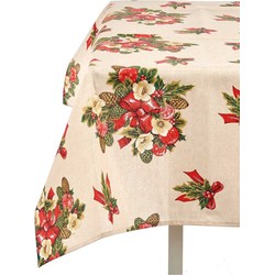 Set van 2x stuks kerst print tafelkleden katoen/polyester canvas formaat 140 x 240 cm - Tafellakens