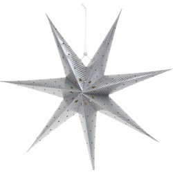 Verlichte kerstster - zilver - 60 cm - batterijen - lampion - Kerststerren