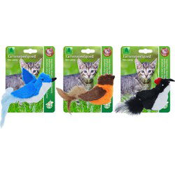Katten-speelgoed vogel verenstaart 13cm