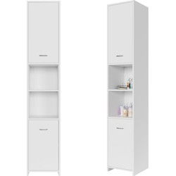 Badkamer hoge kast Neapel Wit 180x30x30cm