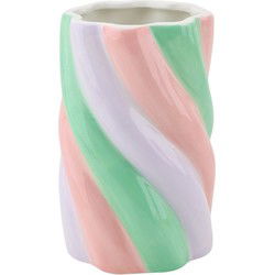 Vase -  Marshmellow  - Dolomite - Pink/Mintgreen/Lilac - 10x10x15cm
