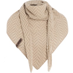 Knit Factory Vera Omslagdoek - Ecru/Dark Beige - 190x65 cm