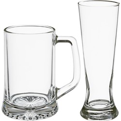 Bierglazen set - bierpullen/pilsglazen fluitje - 8x stuks - glas - Bierglazen