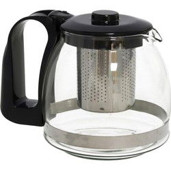 Gerimport Theepot met theefilter - glas - 700 ml - zwart - Theepotten