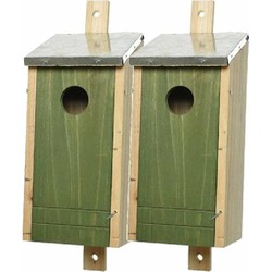 Set van 2 donkergroene vogelhuisje voor kleine vogels 26 cm - Vogelhuisjes