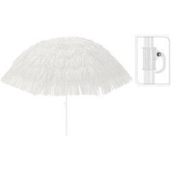 Raffia Design parasol - wit - D180 x H200 cm - zomer/strand - Tropisch/Hawaii sfeer - Parasols