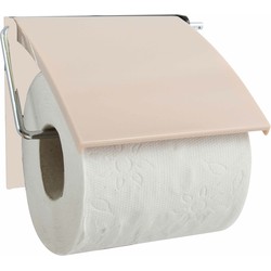 MSV Toiletrolhouder wand/muur - metaal met afdekklepje - beige - Toiletrolhouders