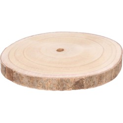 HBX Natural Living Kaarsenbord/decoratie dienblad - houten boomschijf - D26 x H3 cm - Kaarsenplateaus